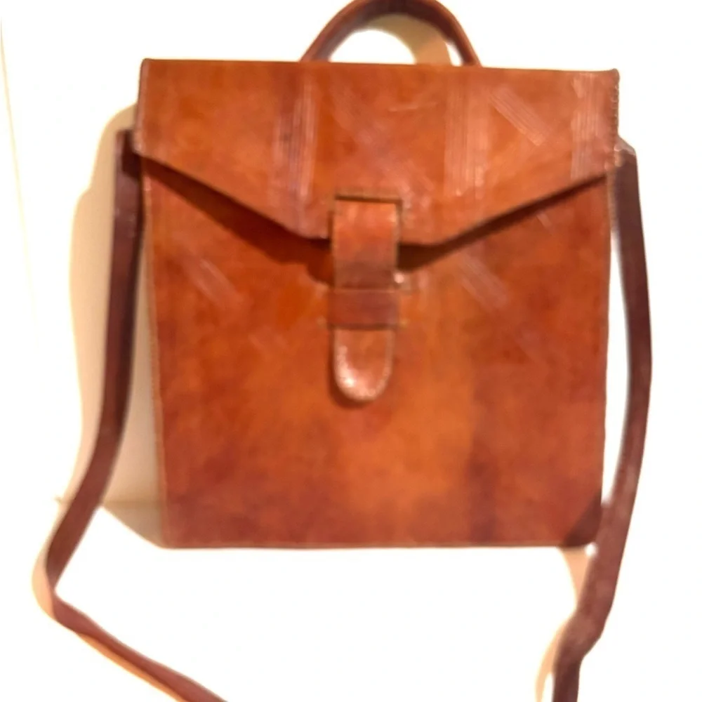 Handmade unisex Elegant Brown Leather Men's  crossbody Bag